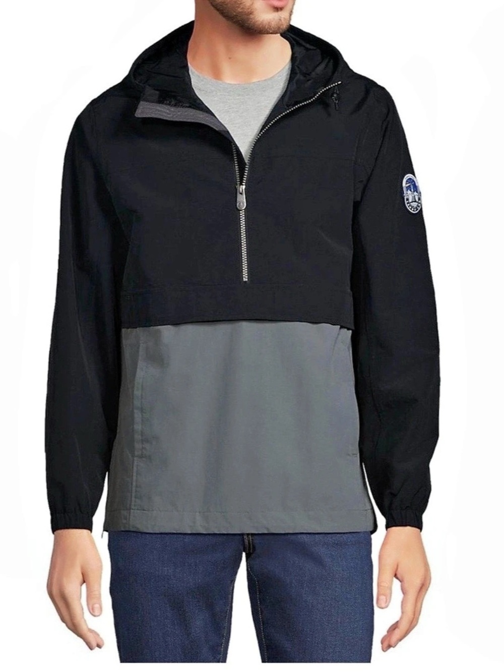 Lands' End Squall Colorblock Hooded Windbreaker Size XS Like New 1/2 zip pullove